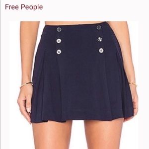 Free people navy pleated button school girl skirt size 6